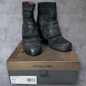 Luxury Rebel LR-Amy Black Suede Ankle Boots‎ Women's Size 38M (US 7.5-8)